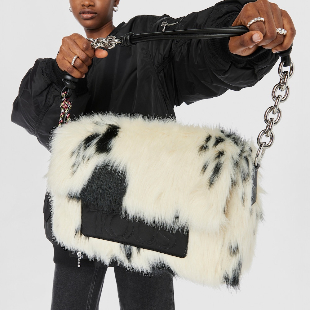 Large black and white TOUS Empire Fur Crossbody bag image number 5