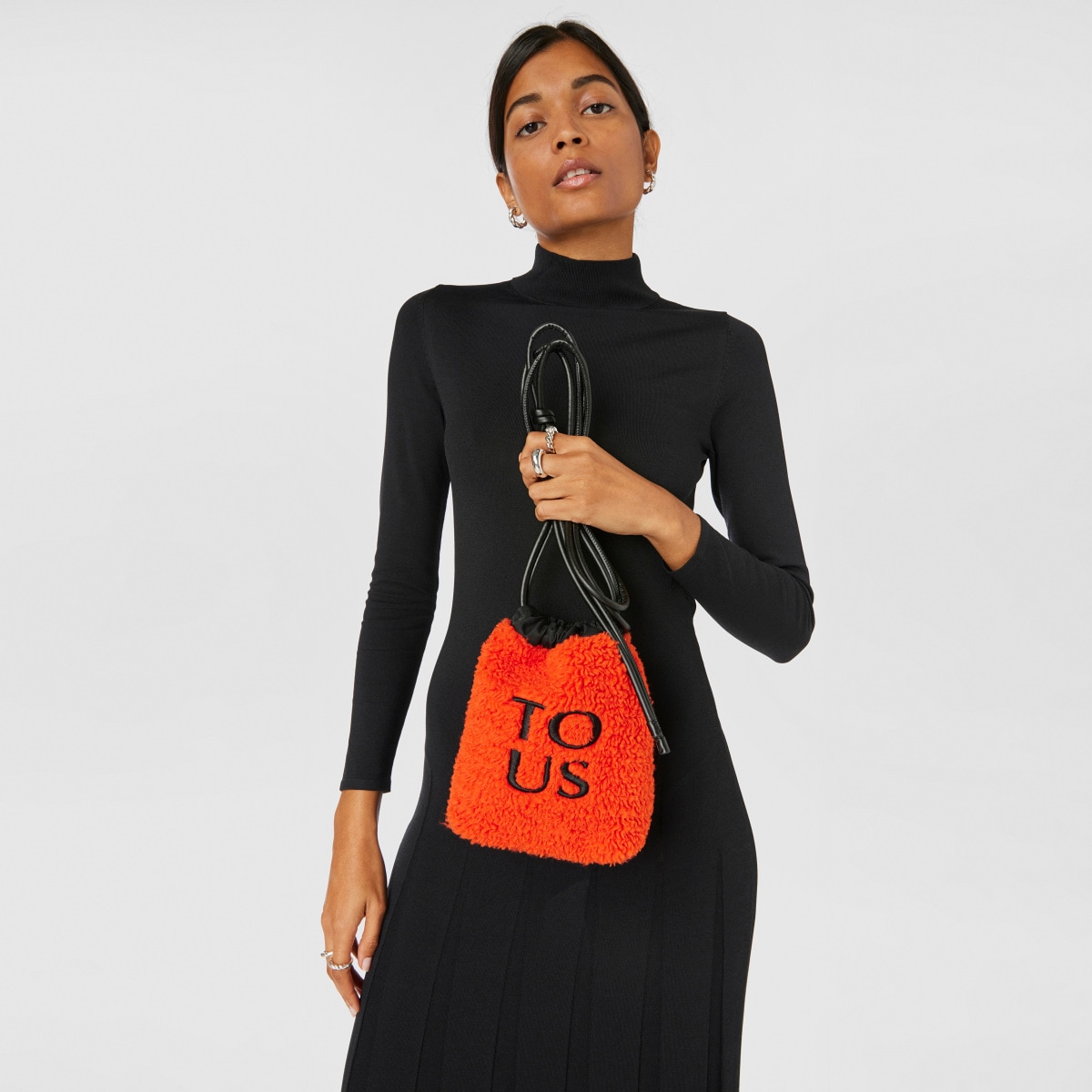Orange TOUS Empire Fur Minibag