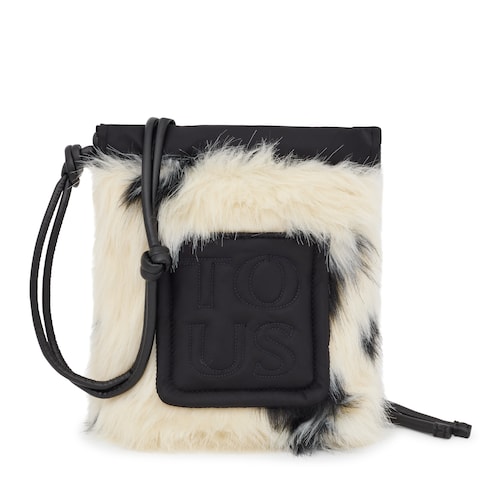 Mini bolso blanco y negro TOUS Empire Fur