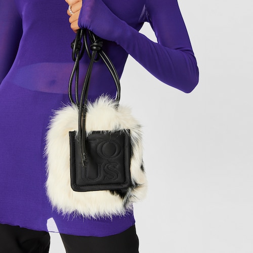 Mini bolso blanco y negro TOUS Empire Fur