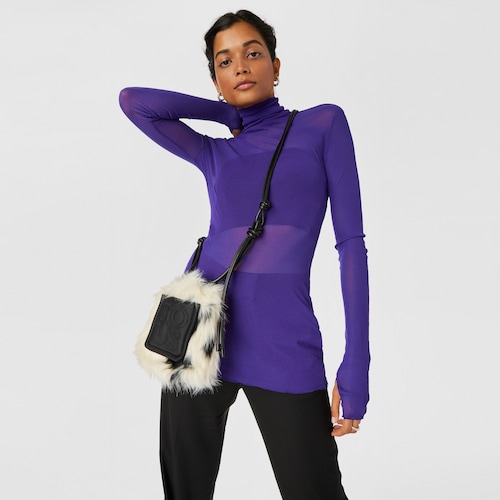 Mini bolso blanco y negro TOUS Empire Fur