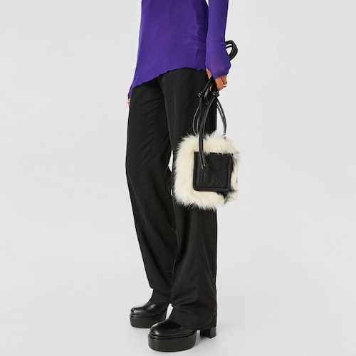 Mini bolso blanco y negro TOUS Empire Fur