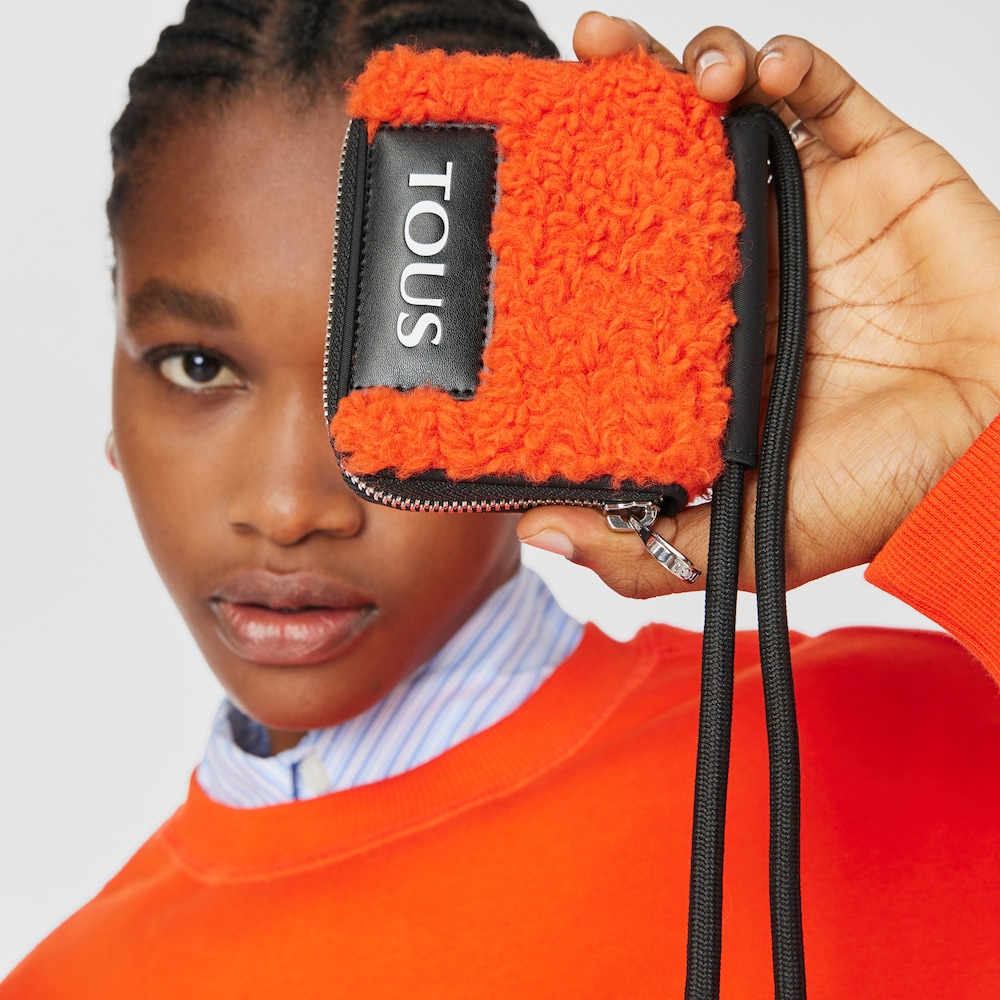 Orange TOUS Empire Fur Hanging change purse image number 5