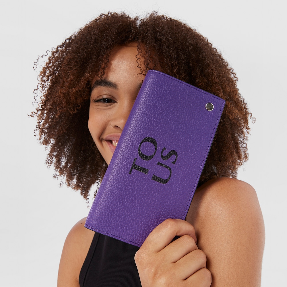 Billetera Flat de piel lila TOUS Balloon