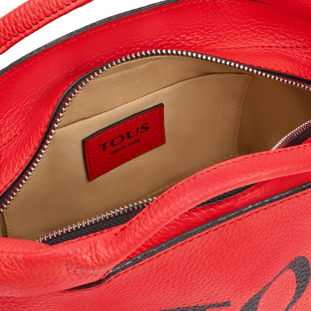 Small coral-colored leather TOUS Balloon Tote bag image number 2