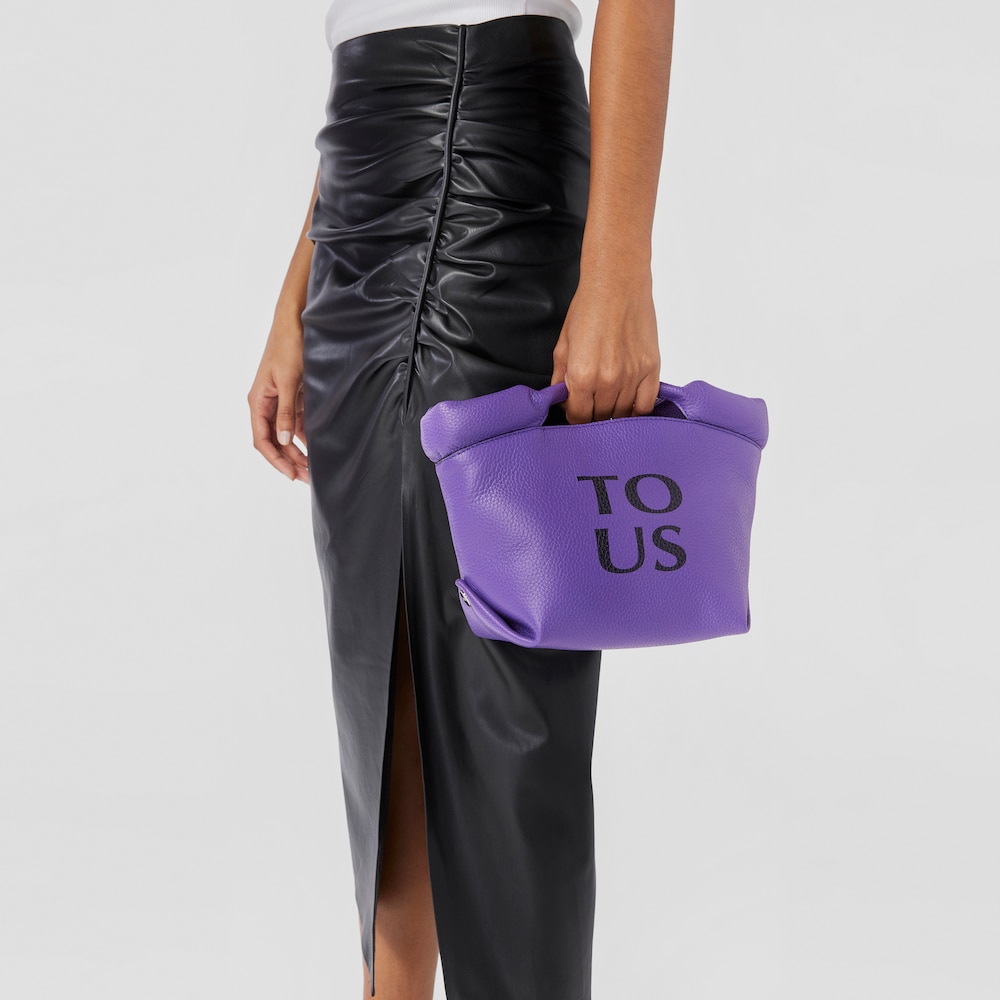 Small lilac-colored leather TOUS Balloon Tote bag image number 6