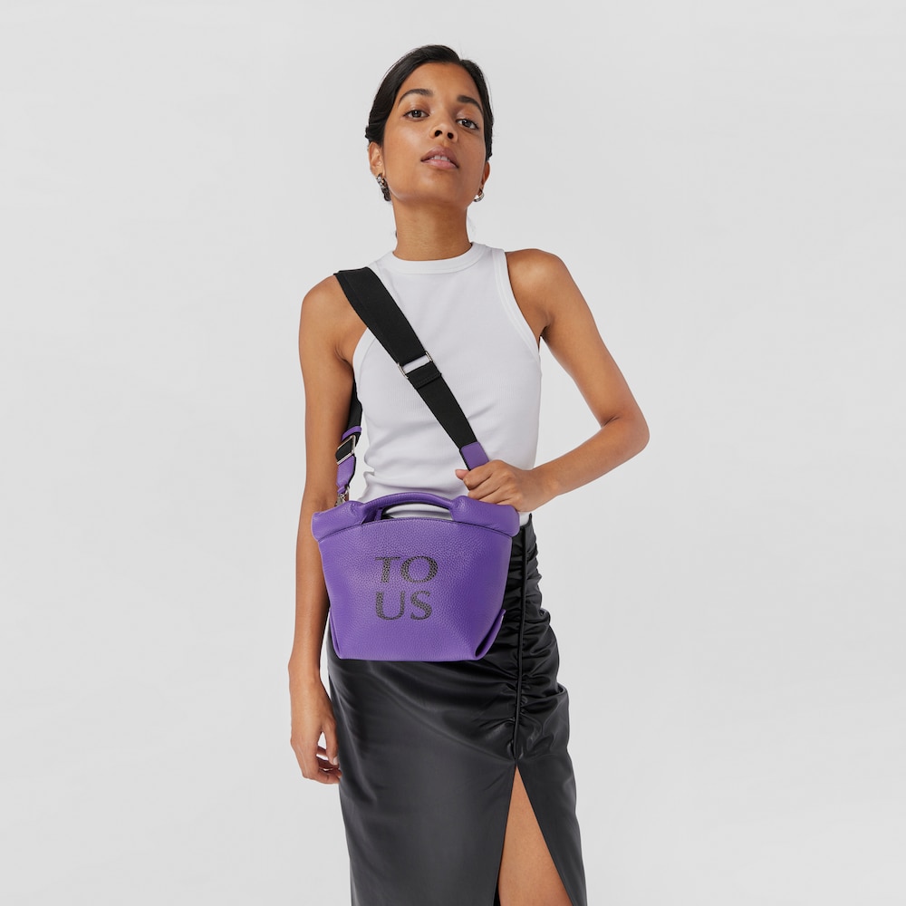 Small lilac-colored leather TOUS Balloon Tote bag image number 7