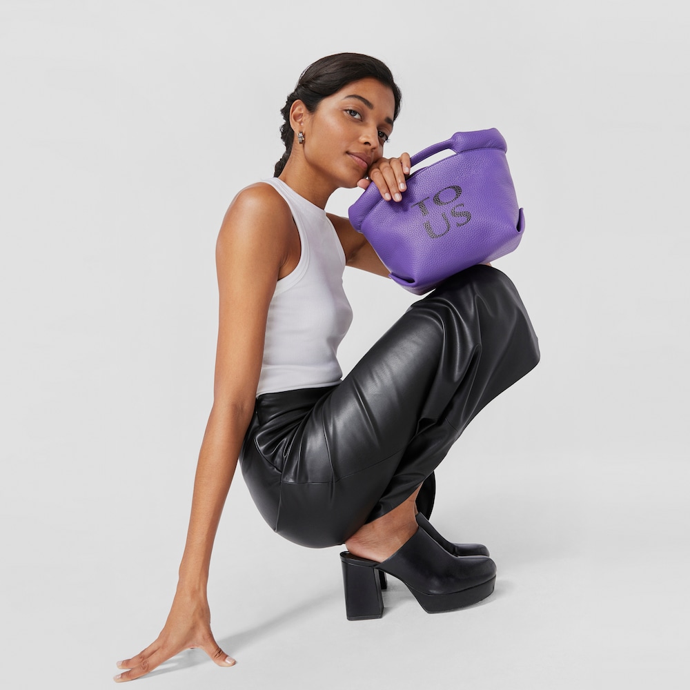 Small lilac-colored leather TOUS Balloon Tote bag image number 8