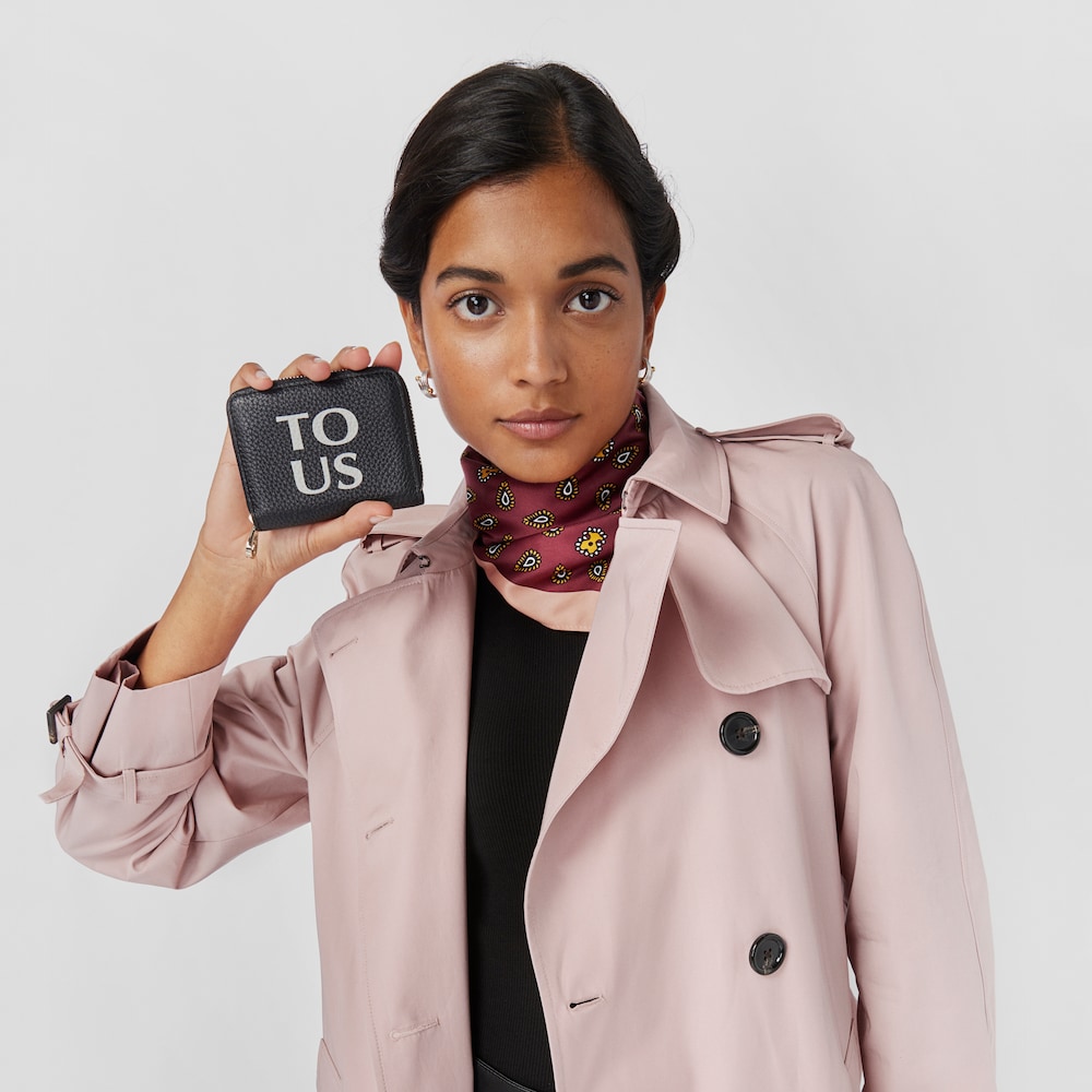 Czarna sk&oacute;rzana portmonetka TOUS Balloon