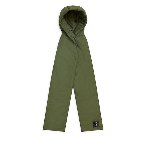 Khaki-colored TOUS Balloon Padded Hooded scarf