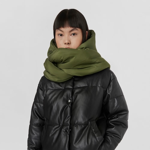 Khaki-colored TOUS Balloon Padded Hooded scarf