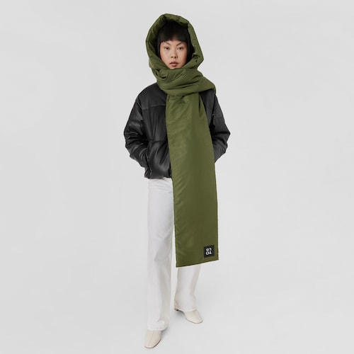 Khaki-colored TOUS Balloon Padded Hooded scarf