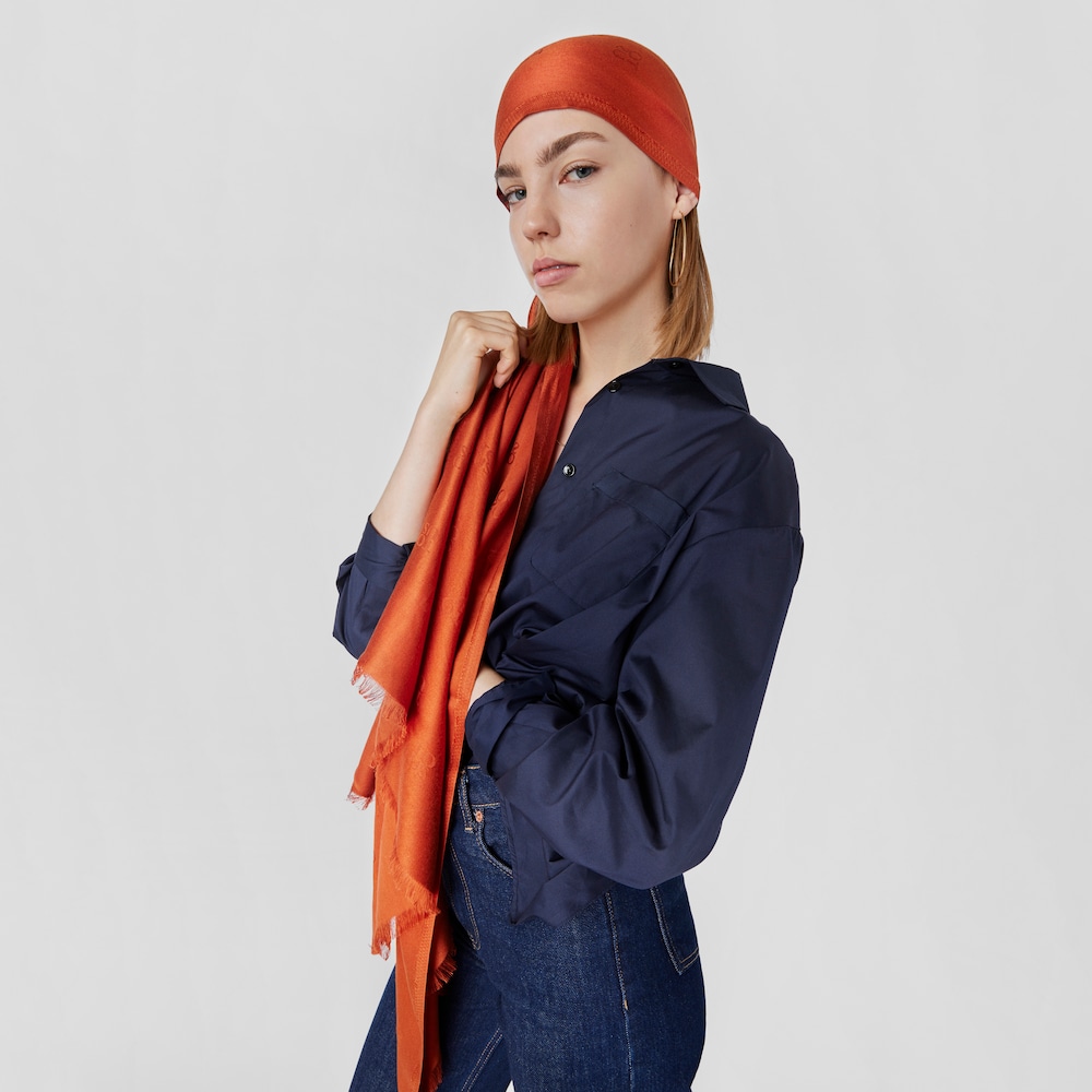 Foulard de jacquard naranja TOUS Square Logo