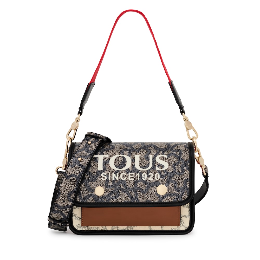 Bandolera peque&ntilde;a Audree negra y beige Kaos Icon