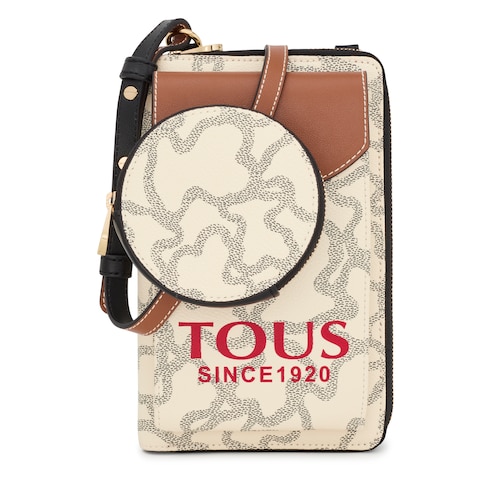 Beige Kaos Icon hanging phone pouch with wallet