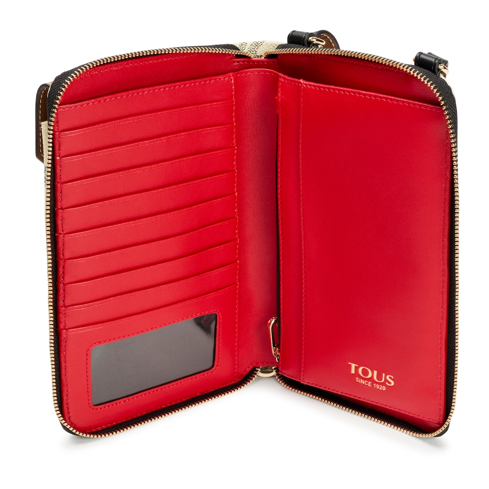 Portam&oacute;vil colgante con billetera beige Kaos Icon