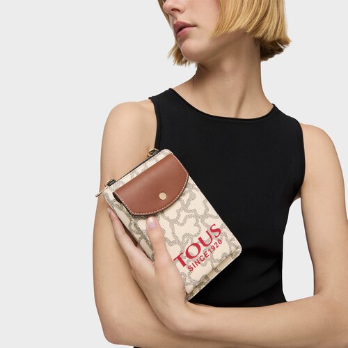 Beige Kaos Icon hanging phone pouch with wallet
