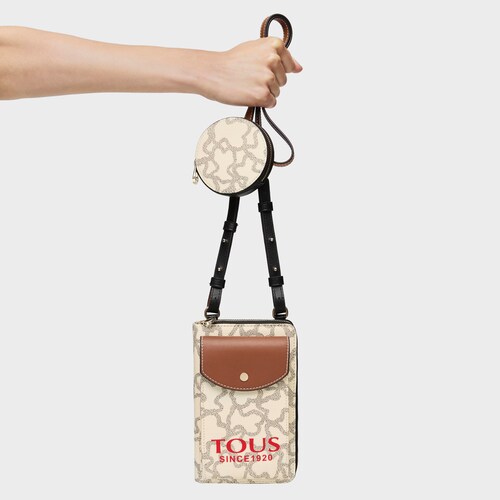 Beige Kaos Icon hanging phone pouch with wallet
