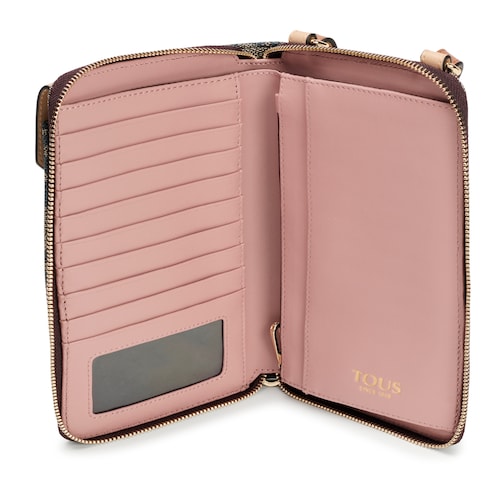 Black Kaos Icon hanging phone pouch with wallet