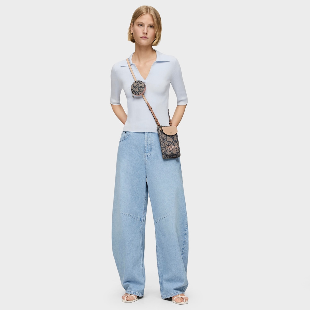 Porta-telem&oacute;vel para pendurar com carteira Kaos Icon preto