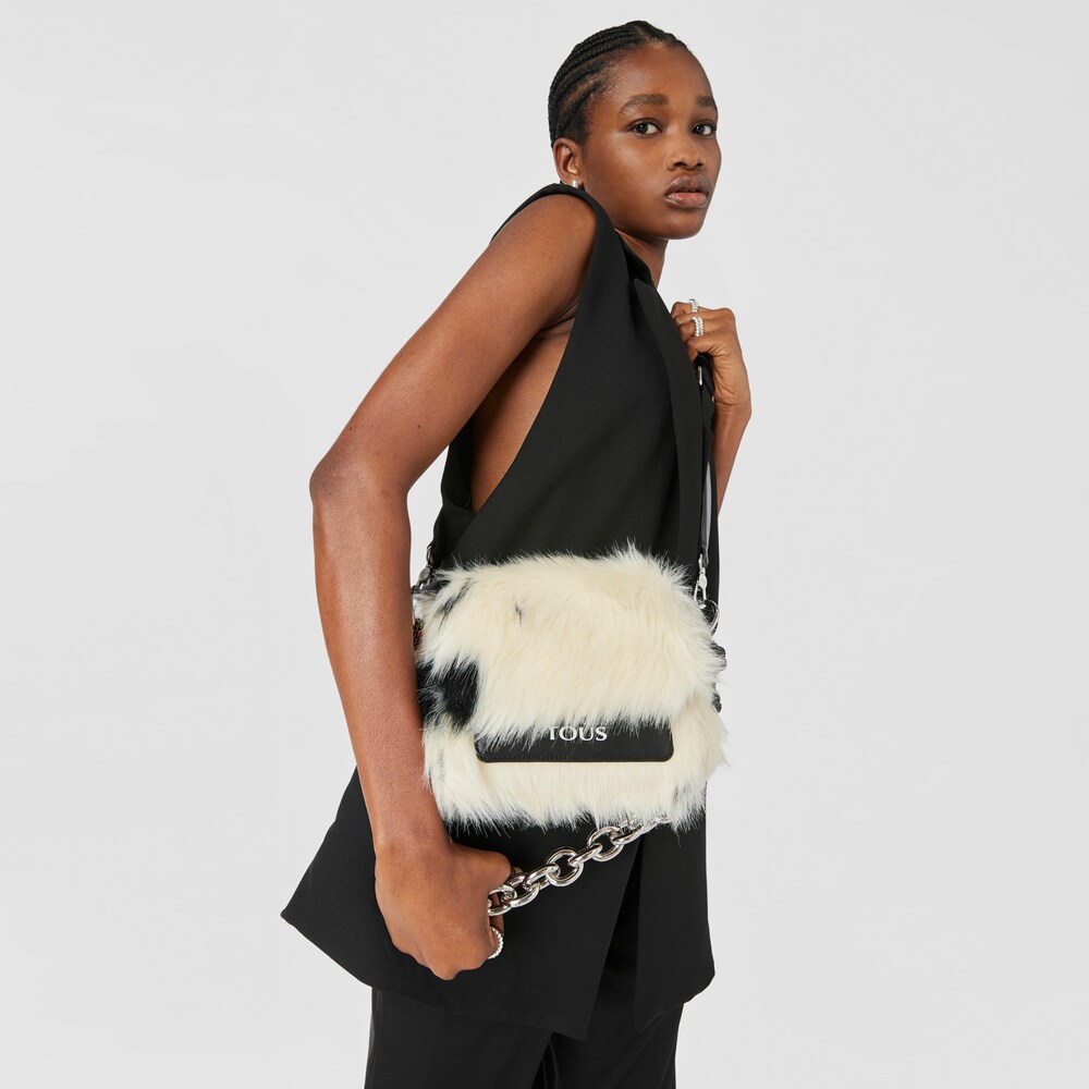 Small black and white TOUS Empire Fur Crossbody bag image number 4