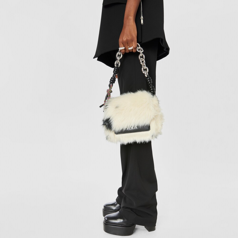 Small black and white TOUS Empire Fur Crossbody bag image number 5