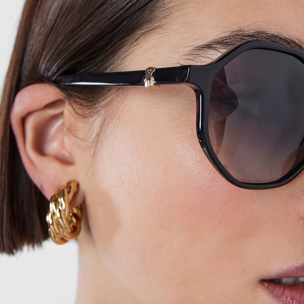 Sonnenbrille Hexagon Bear in Schwarz