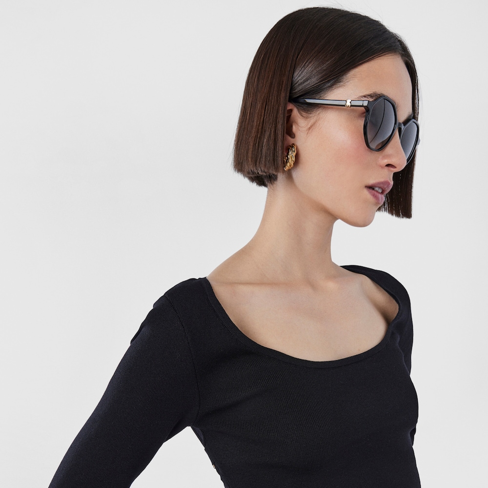 Sonnenbrille Hexagon Bear in Schwarz