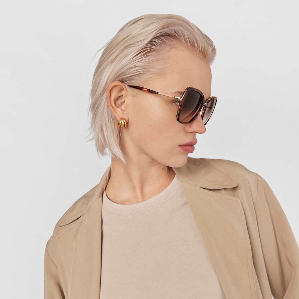 Havana Square Mesh Sunglasses