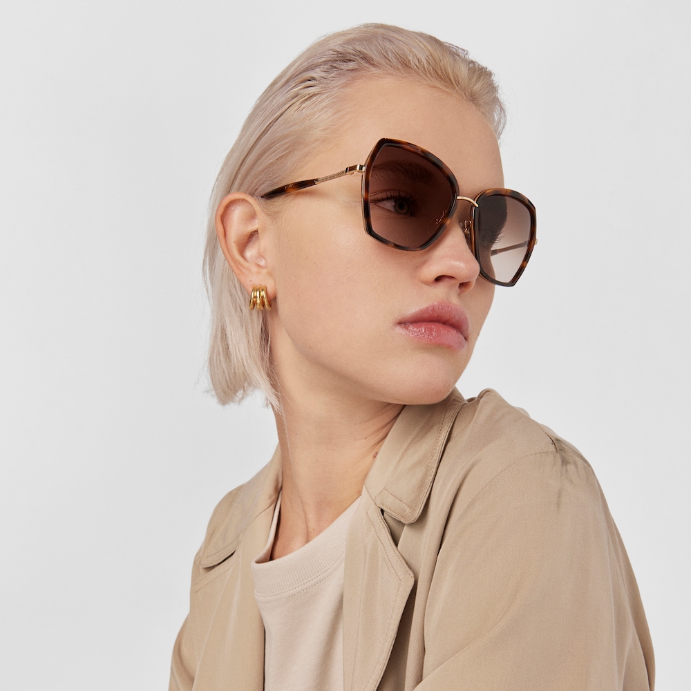 Havana Square Mesh Sunglasses