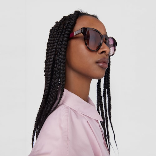 Burgundy-colored Sunglasses Round Mesh