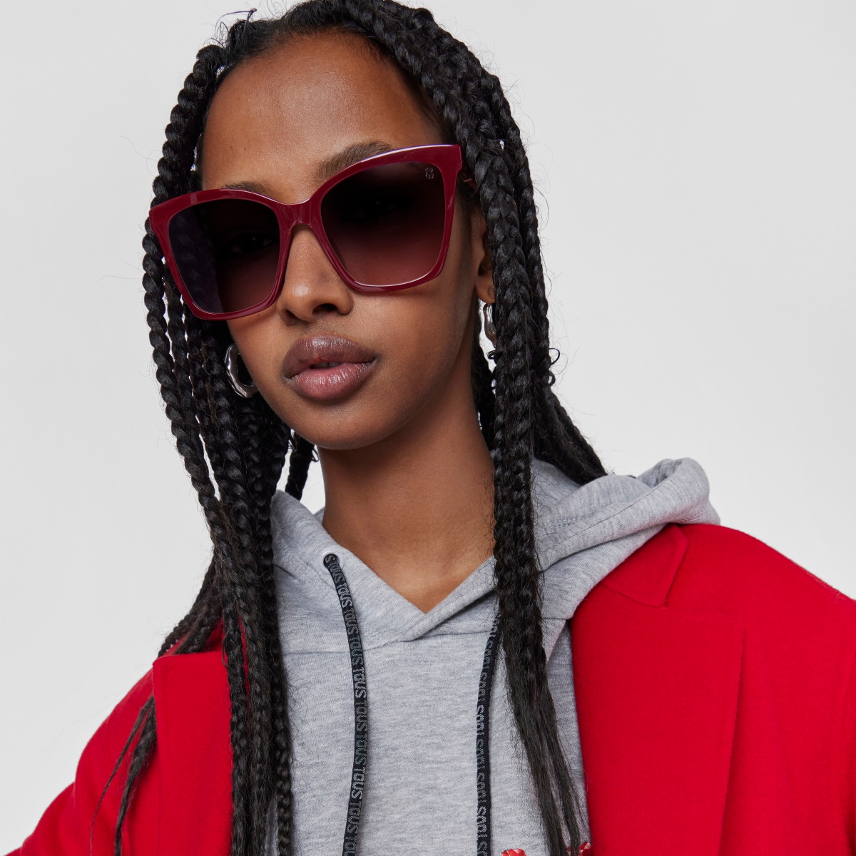 Burgundy-colored bear Sunglasses Square Bear