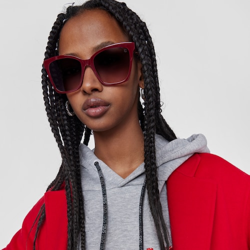 Burgundy-colored bear Sunglasses Square Bear