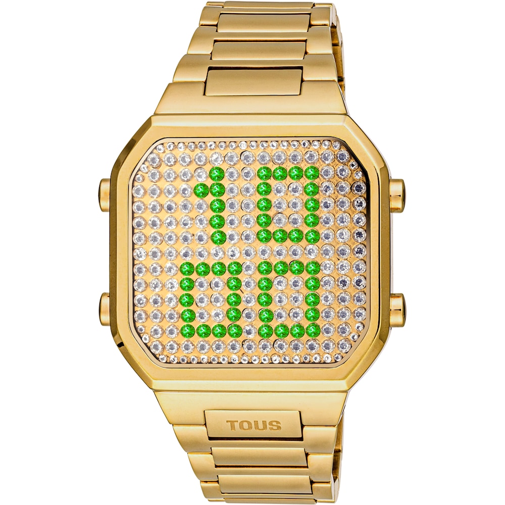 Reloj digital con brazalete de acero IPG dorado y caja con leds D-BEAR image number 0