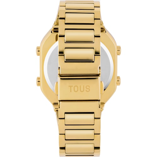 Reloj digital con brazalete de acero IPG dorado y caja con leds D-BEAR