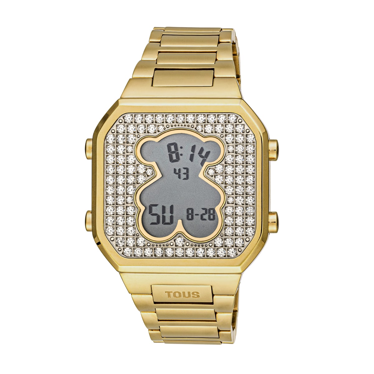 Tous - Reloj Digital Con Brazalete De Acero Ipg Dorado Y Zirconitas D-Bear - Único