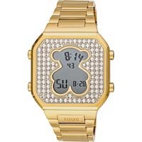 Digital Watch with gold-colored IPG steel bracelet and zirconias D-BEAR