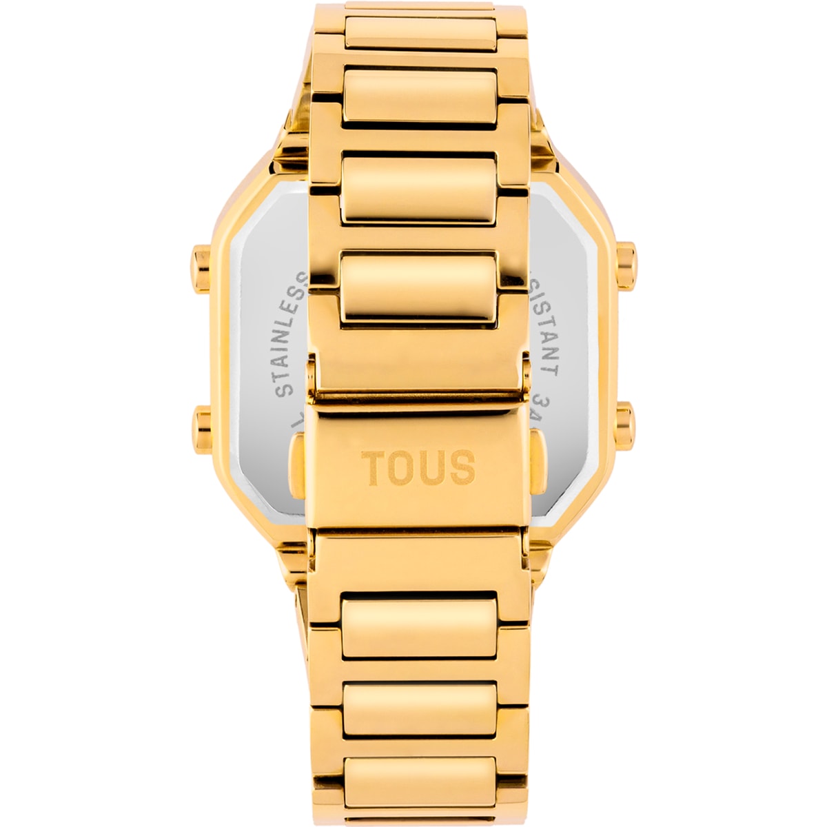 Reloj digital con brazalete de acero IPG dorado y zirconitas D-BEAR