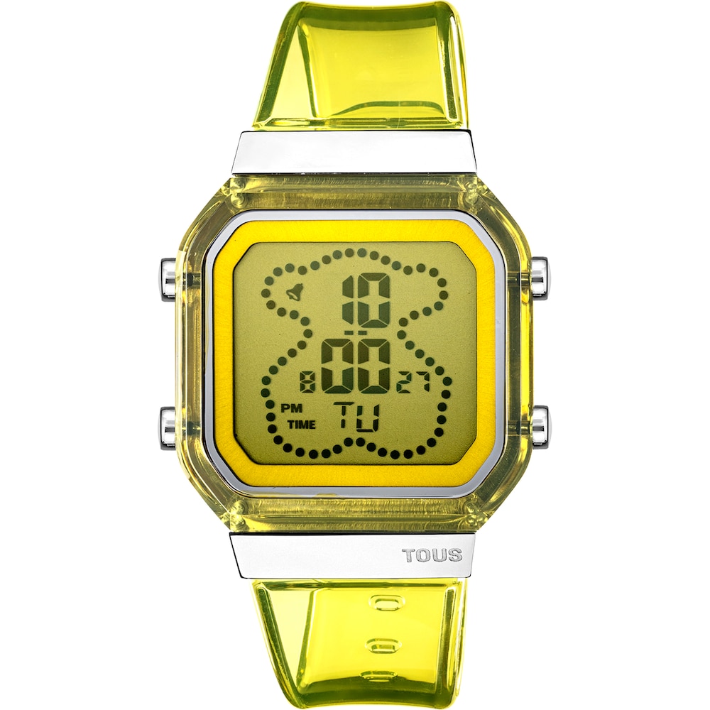 Reloj digital de policarbonato amarillo y acero D-BEAR Fresh