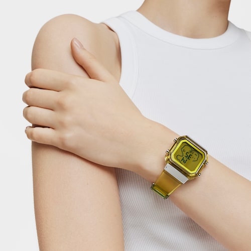 Reloj digital de policarbonato amarillo y acero D-BEAR Fresh