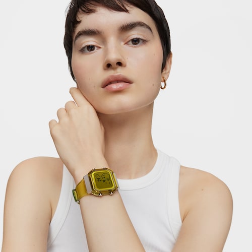 Reloj digital de policarbonato amarillo y acero D-BEAR Fresh