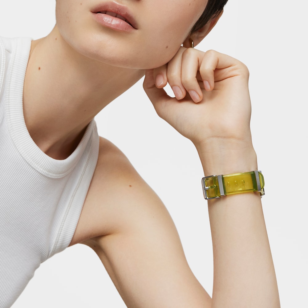 Reloj digital de policarbonato amarillo y acero D-BEAR Fresh