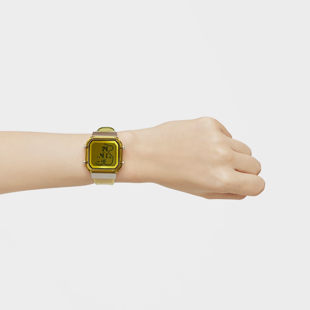 Reloj digital de policarbonato amarillo y acero D-BEAR Fresh