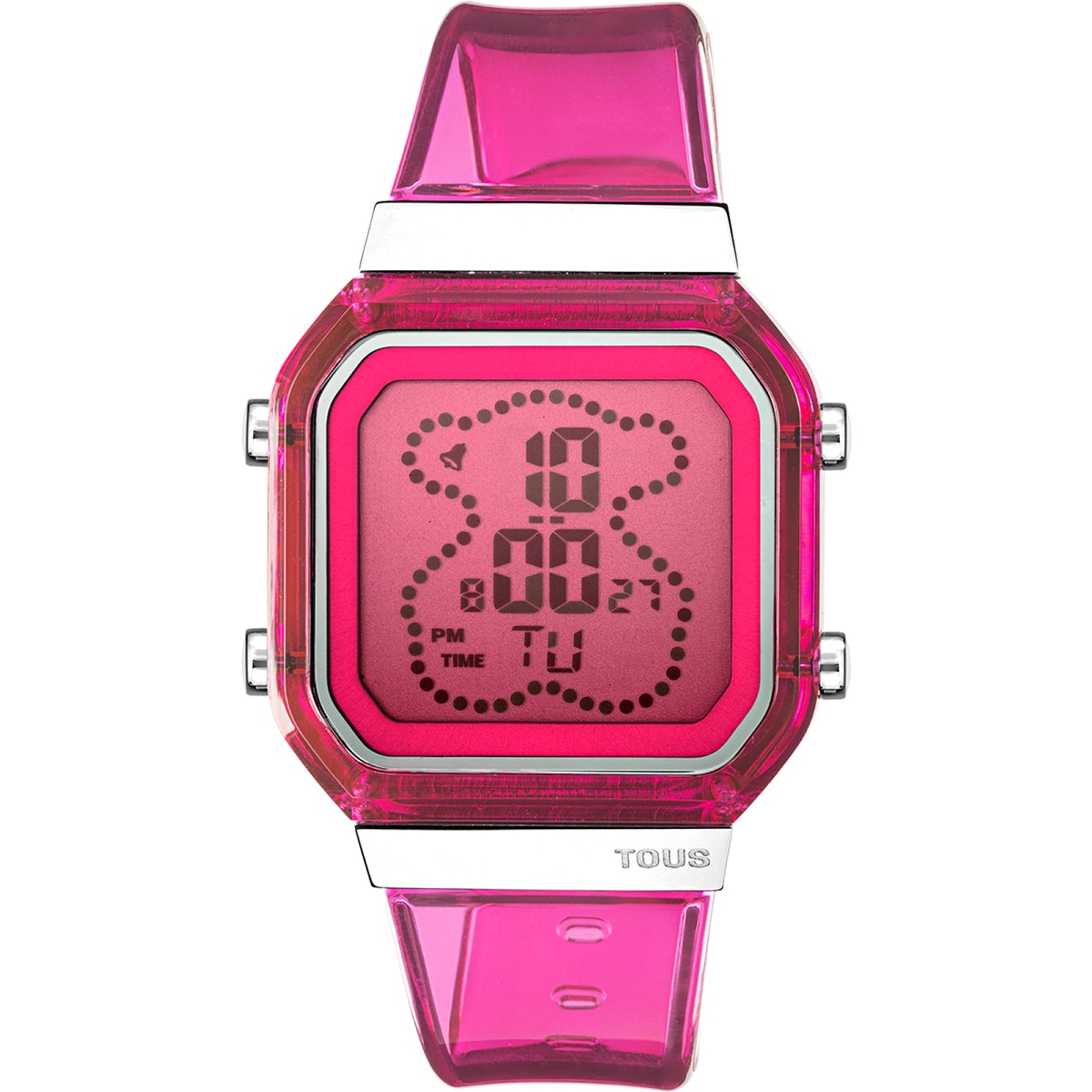 Reloj digital de policarbonato fucsia y acero D-BEAR Fresh