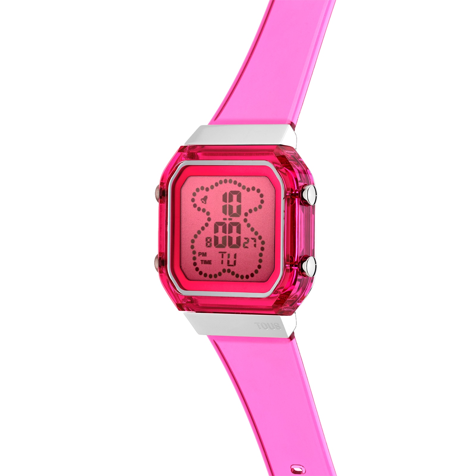 Fuchsia polycarbonate and steel digital Watch D-BEAR Fresh