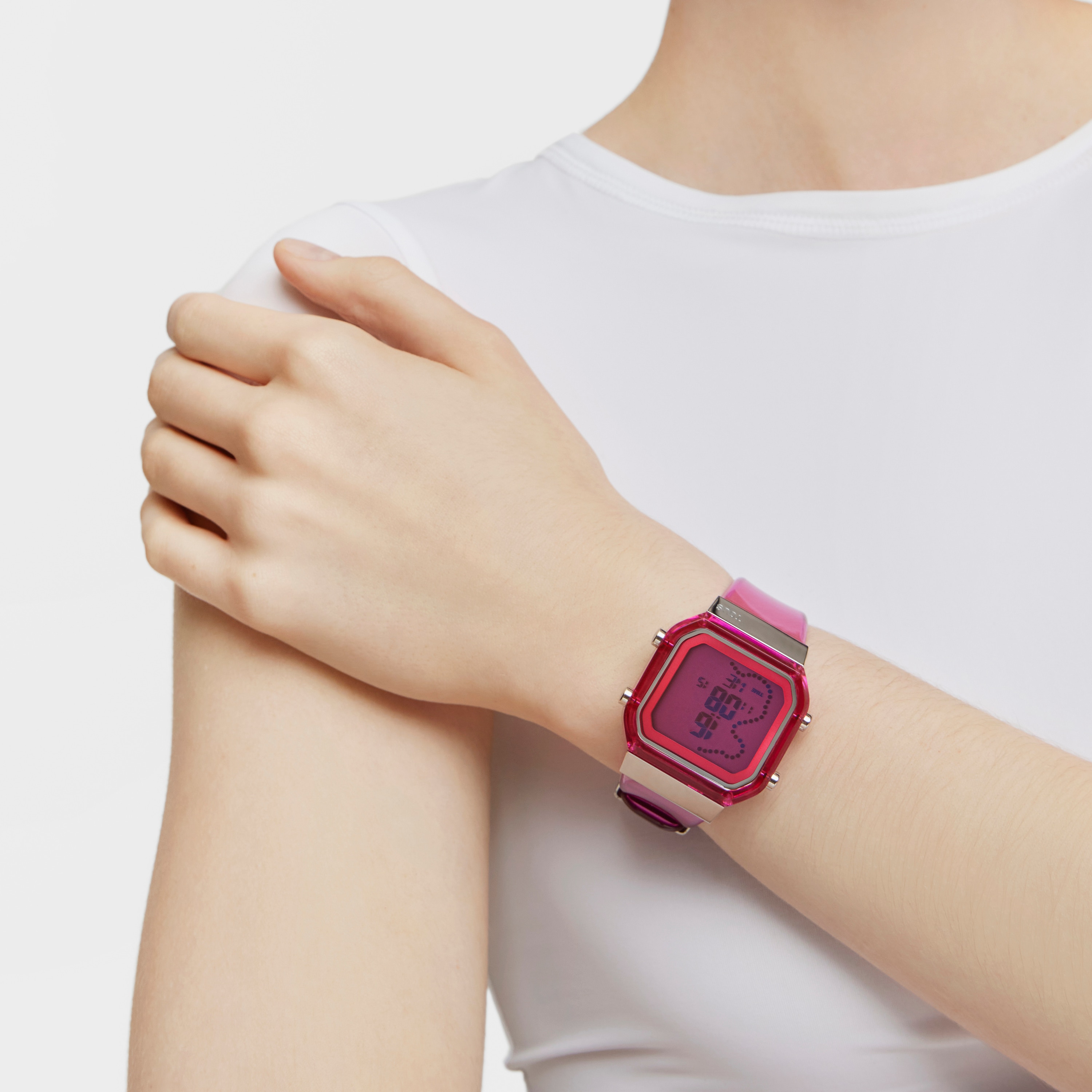 Fuchsia polycarbonate and steel digital Watch D-BEAR Fresh