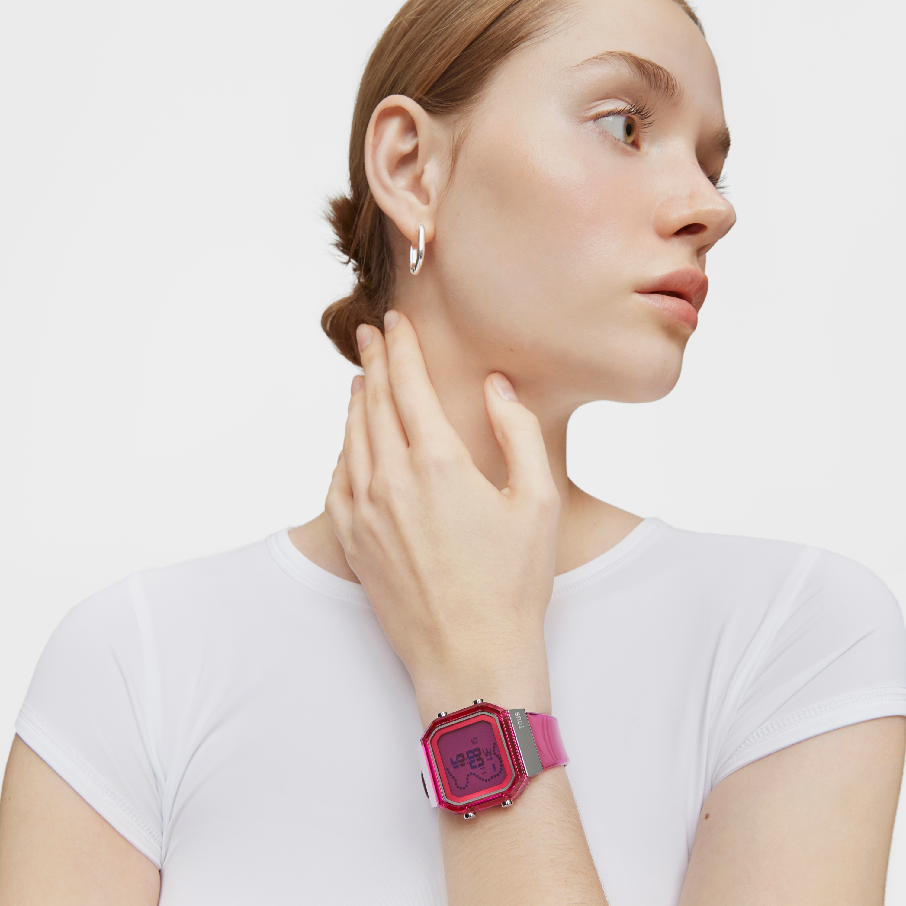 Fuchsia polycarbonate and steel digital Watch D-BEAR Fresh