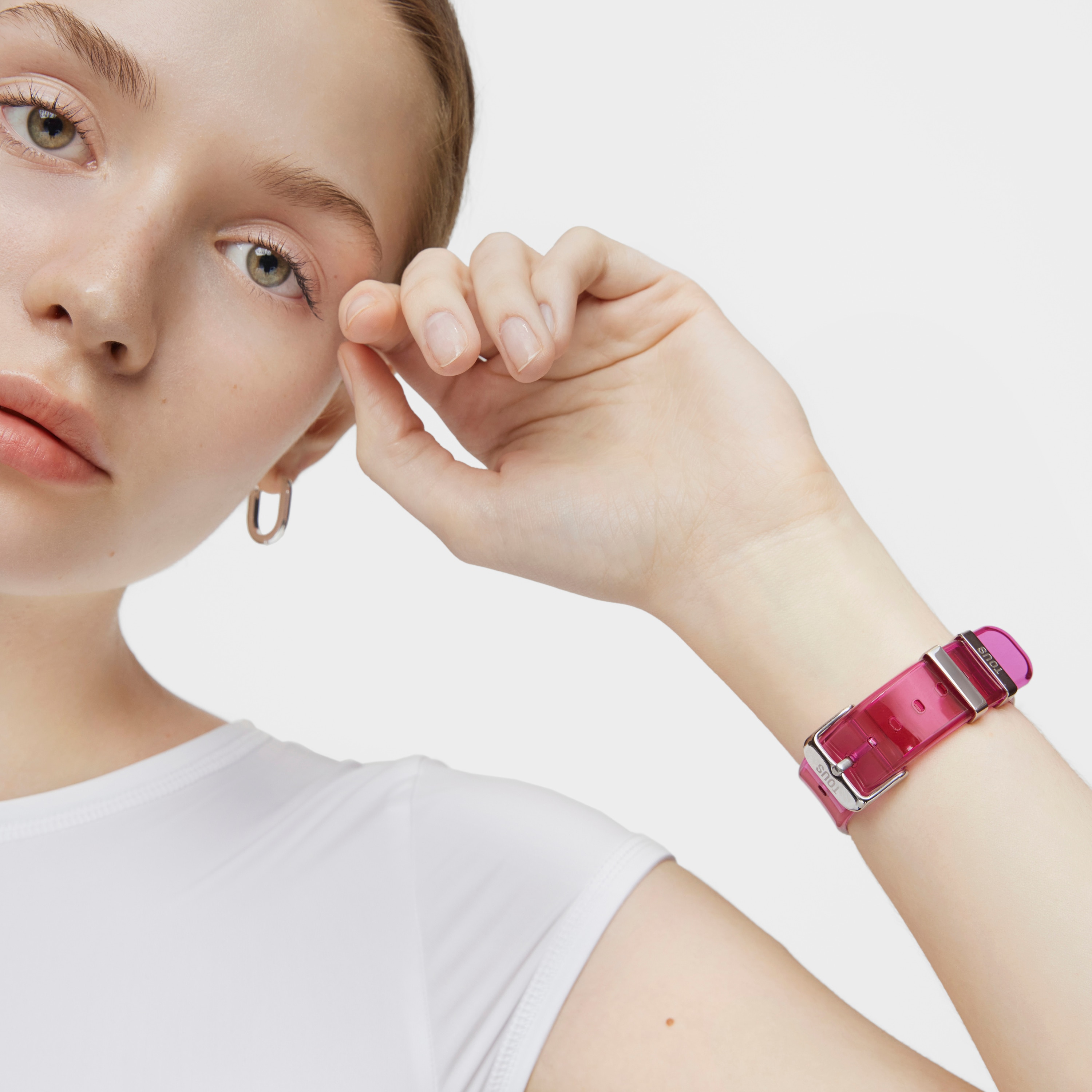 Fuchsia polycarbonate and steel digital Watch D-BEAR Fresh