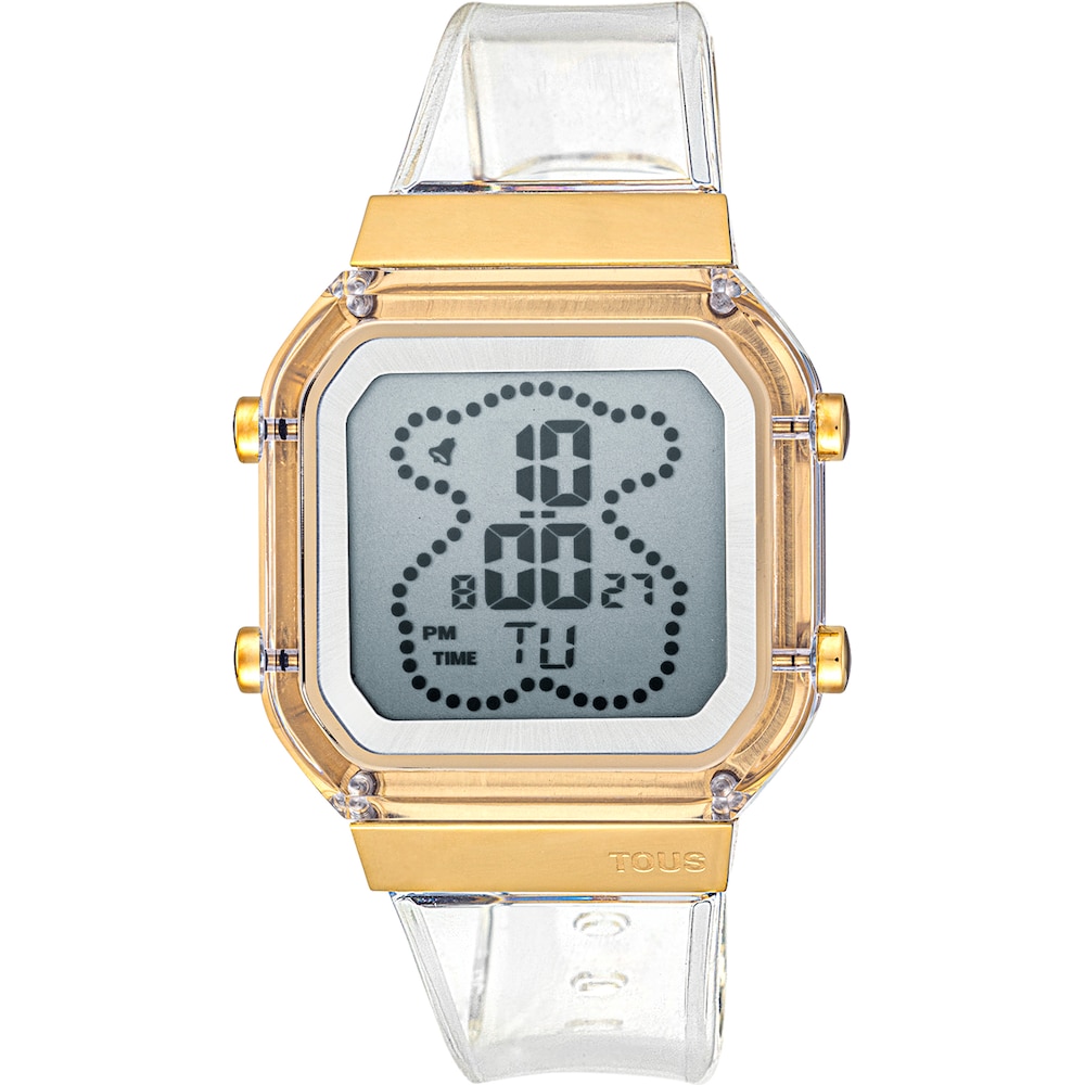 Transparent polycarbonate and gold-colored IPG steel digital Watch D-BEAR Fresh Transparent polycarbonate and gold-colored IPG steel digital Watch D-BEAR Fresh