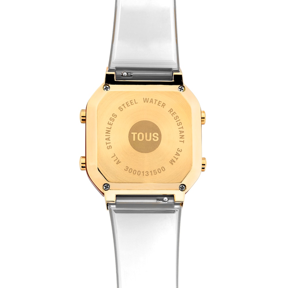 Transparent polycarbonate and gold-colored IPG steel digital Watch D-BEAR Fresh Transparent polycarbonate and gold-colored IPG steel digital Watch D-BEAR Fresh